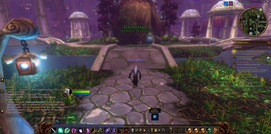 Cassidy on the stone path into Darnassus